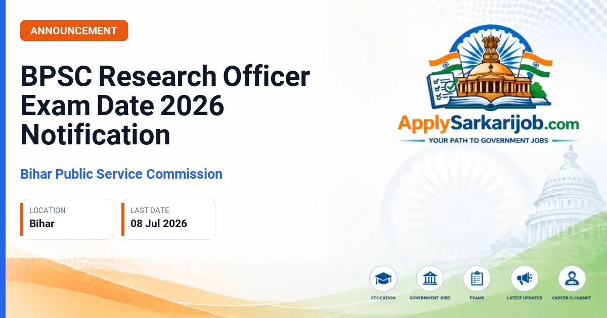 Bihar Public Service Commission (BPSC) - Research Officer Official Notification Poster & Schedule