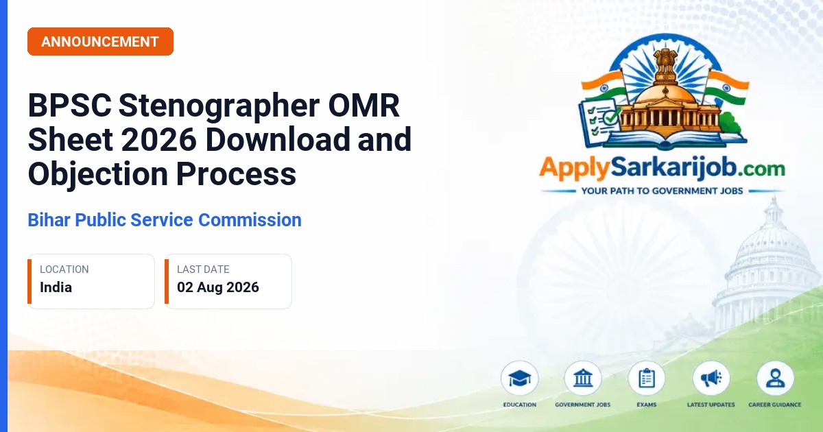 Bihar Public Service Commission - Stenographer Official Notification Poster & Schedule