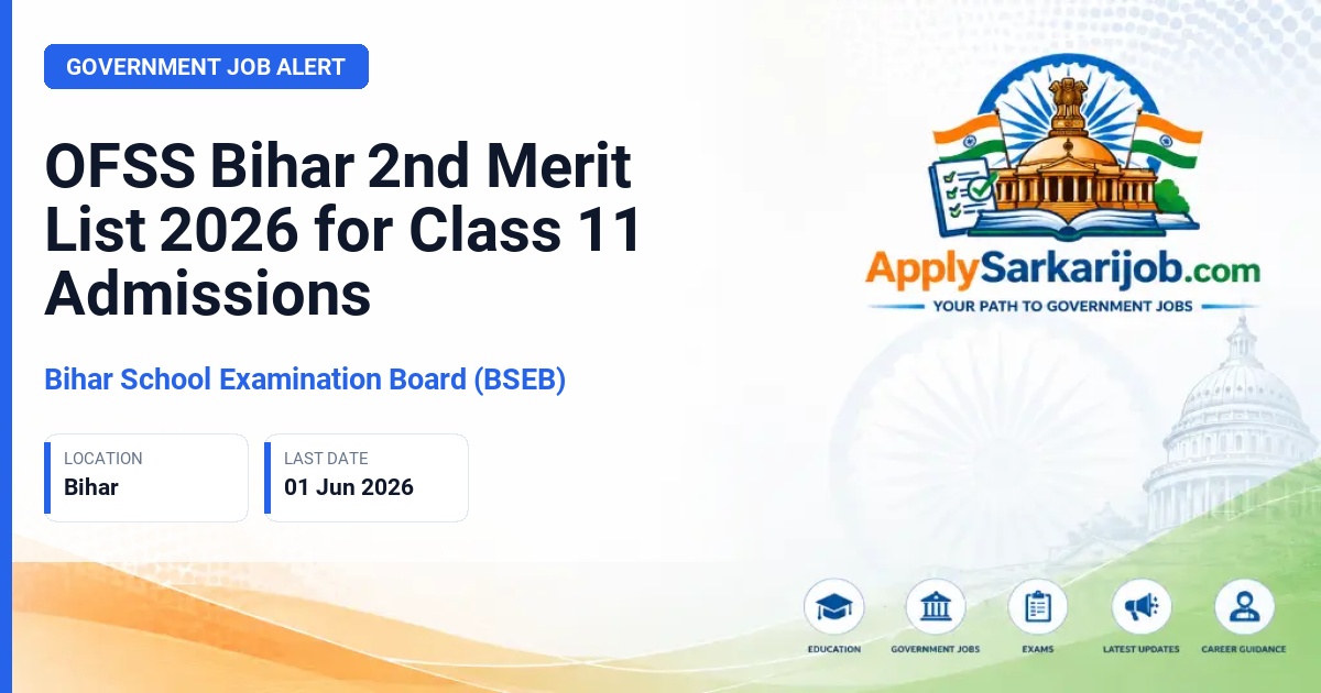 Bihar School Examination Board (BSEB) - Class 11 (Intermediate) Admission Official Notification Poster & Schedule