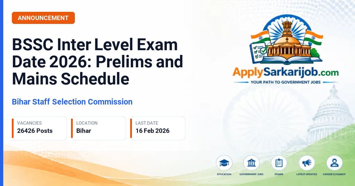 Bihar Staff Selection Commission (BSSC) - Inter Level Posts (LDC, Revenue Employee, Panchayat Secretary) Official Notification Poster & Schedule