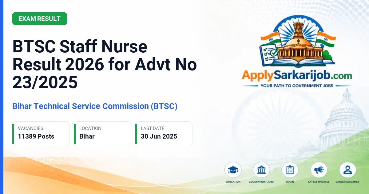 Bihar Technical Service Commission - Staff Nurse Official Notification Poster & Schedule