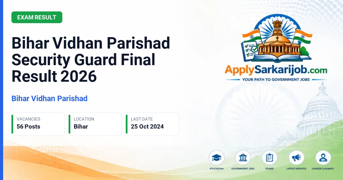 Bihar Vidhan Parishad - Security Guard (Suraksha Prahari) Official Notification Poster & Schedule