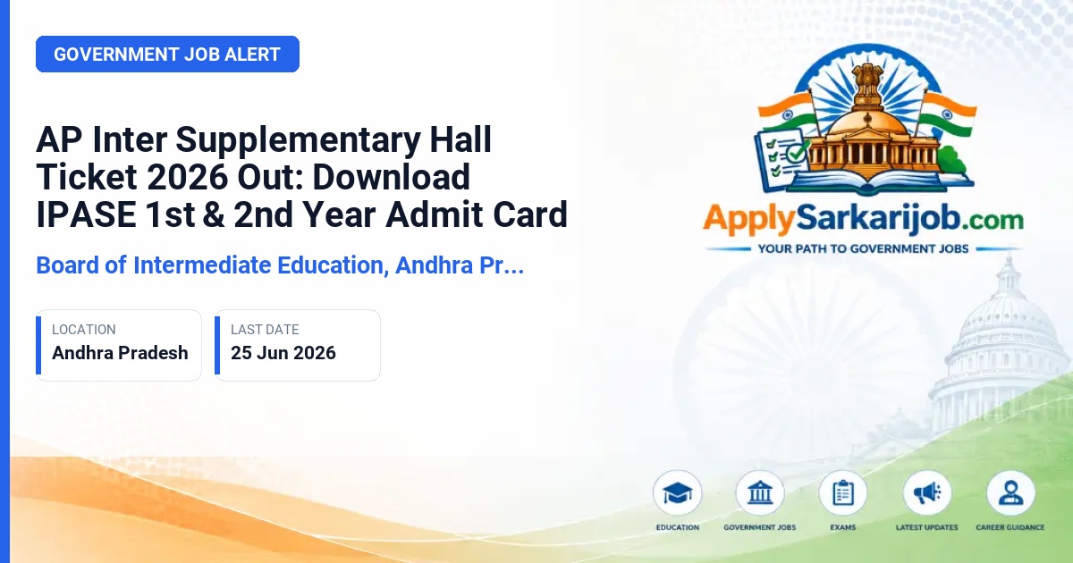 Board of Intermediate Education, Andhra Pradesh (BIEAP) - AP Inter 1st & 2nd Year Supplementary Exam (IPASE) Official Notification Poster & Schedule