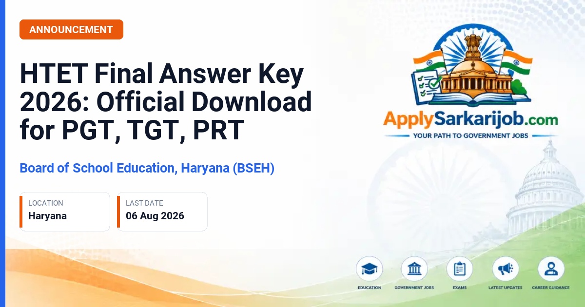 Board of School Education, Haryana (BSEH) - HTET (PRT, TGT, PGT) Official Notification Poster & Schedule