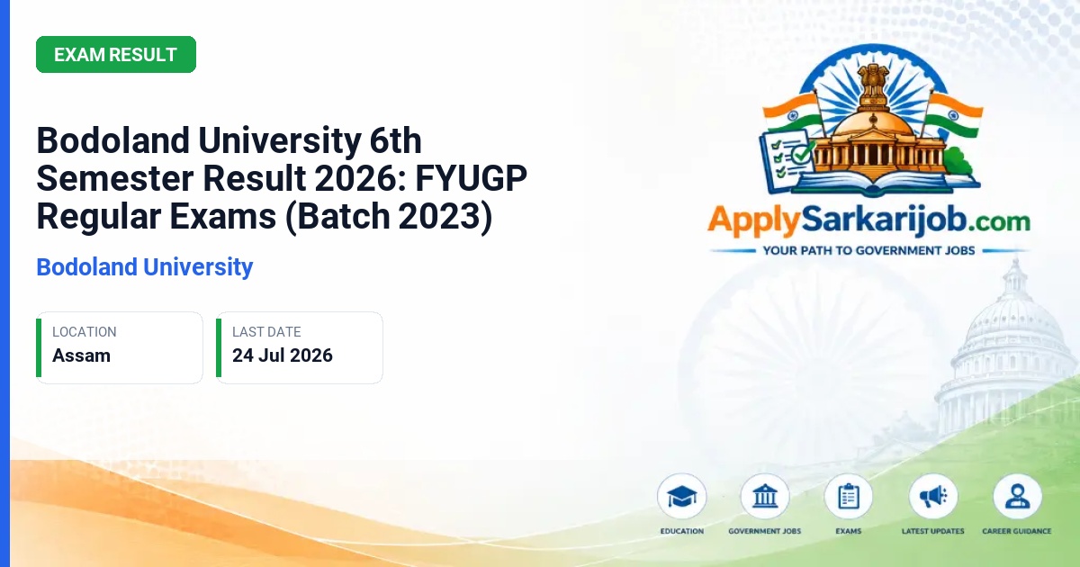 Bodoland University - Bodoland University 6th Semester Result 2026: FYUGP Regular Exams (Batch 2023) Official Notification Poster & Schedule