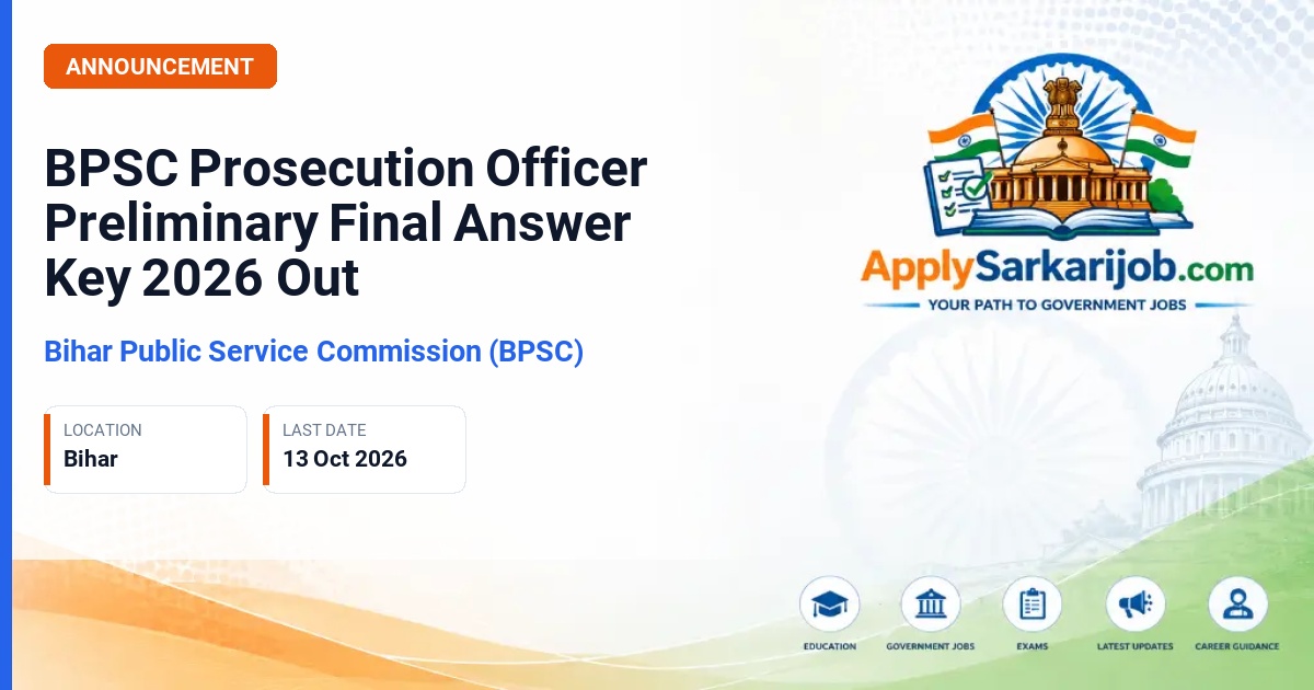 Bihar Public Service Commission (BPSC) - Prosecution Officer (Preliminary) Competitive Examination Official Notification Poster & Schedule