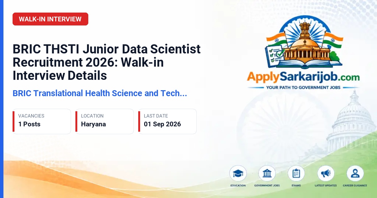 BRIC Translational Health Science and Technology Institute - Junior Data Scientist Official Notification Poster & Schedule