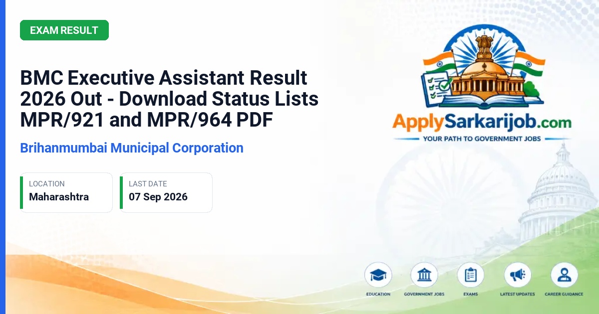 Brihanmumbai Municipal Corporation - Executive Assistant (Karyakari Sahayak) Official Notification Poster & Schedule
