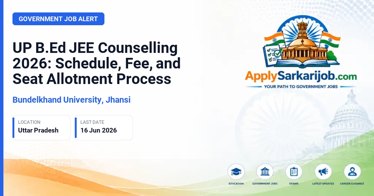 Bundelkhand University, Jhansi - UP B.Ed JEE Counselling 2026: Schedule, Fee, and Seat Allotment Process Official Notification Poster & Schedule