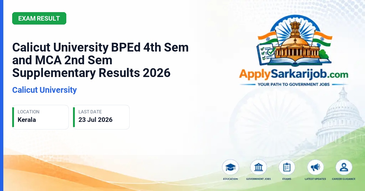 Calicut University - Calicut University BPEd 4th Sem and MCA 2nd Sem Supplementary Results 2026 Official Notification Poster & Schedule