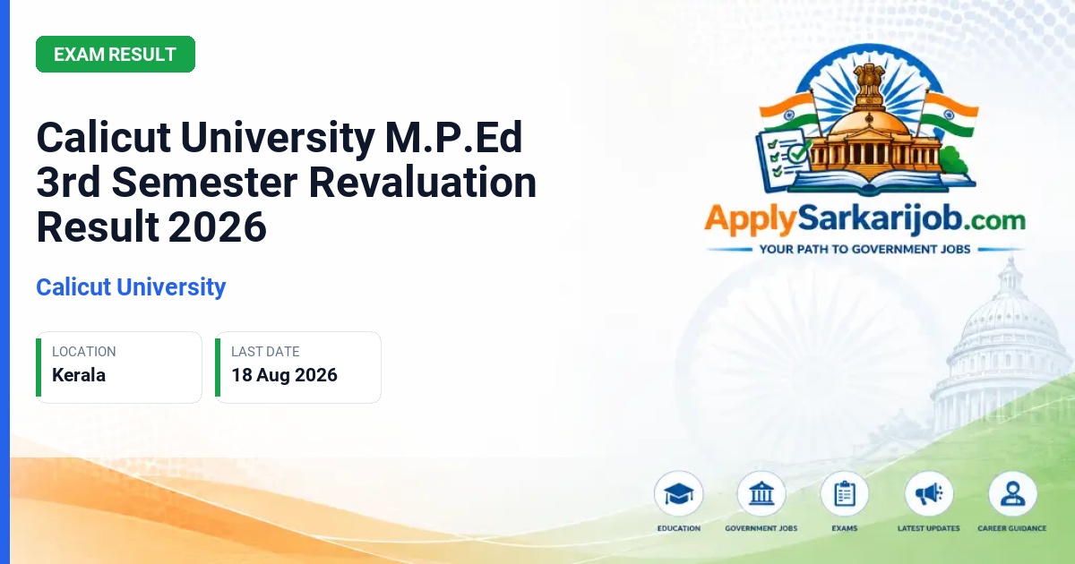 Calicut University - Calicut University M.P.Ed 3rd Semester Revaluation Result 2026 Official Notification Poster & Schedule