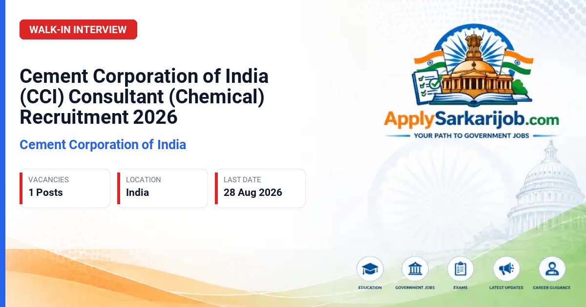 Cement Corporation of India - Consultant (Chemical) Official Notification Poster & Schedule