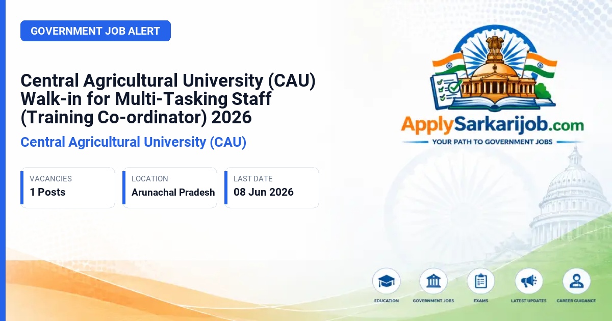 Central Agricultural University (CAU) - Multi-Tasking Staff (Training Co-ordinator) Official Notification Poster & Schedule
