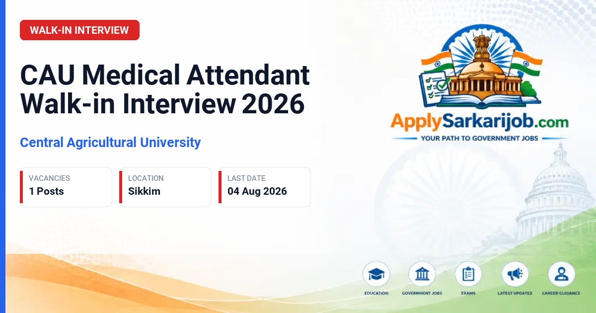 Central Agricultural University - Medical Attendant Official Notification Poster & Schedule