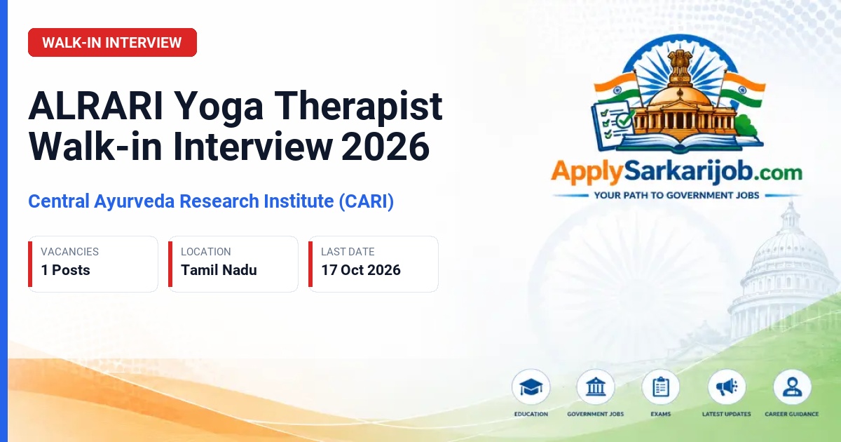 Central Ayurveda Research Institute (CARI) - Yoga Therapist Official Notification Poster & Schedule