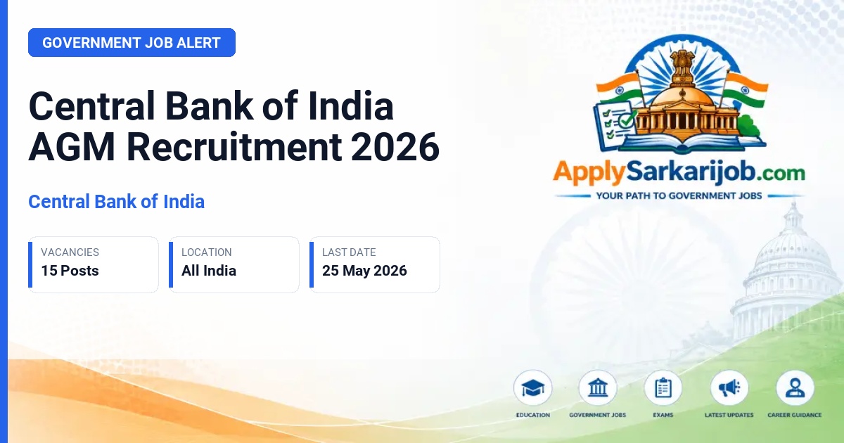 Central Bank of India - Assistant General Manager (AGM) - Specialist Category Official Notification Poster & Schedule