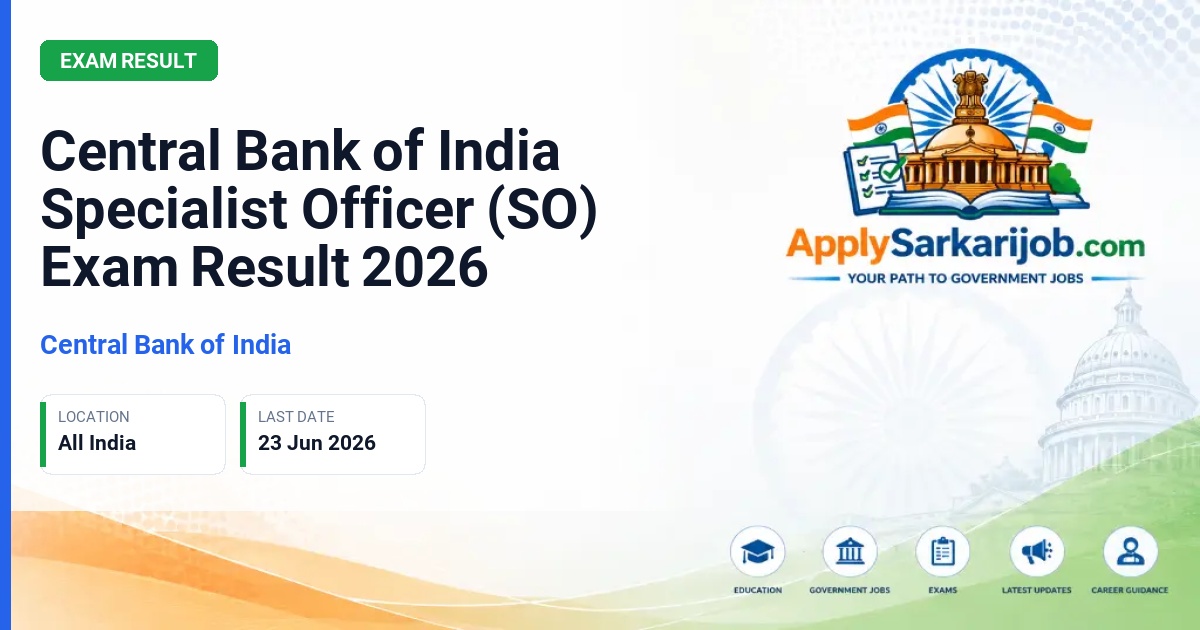 Central Bank of India - Specialist Officer (SO) Official Notification Poster & Schedule