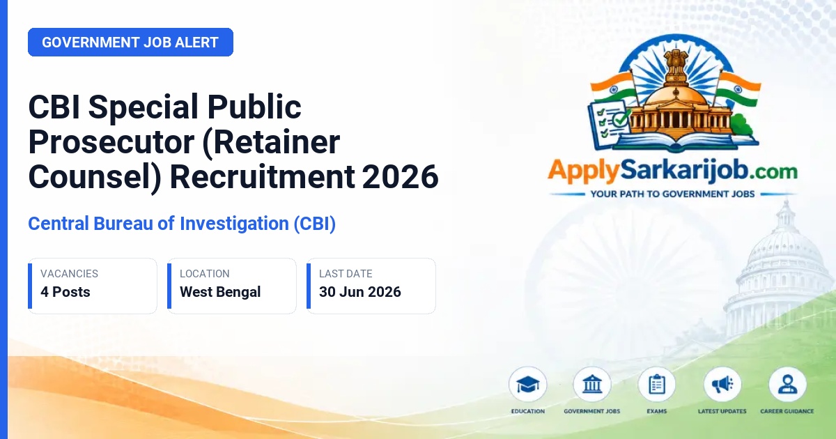 Central Bureau of Investigation (CBI) - Special Public Prosecutor (Retainer Counsel) Official Notification Poster & Schedule