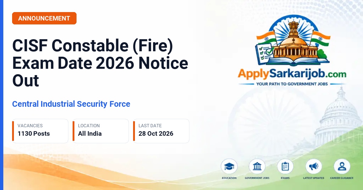 Central Industrial Security Force - Constable (Fire) Official Notification Poster & Schedule