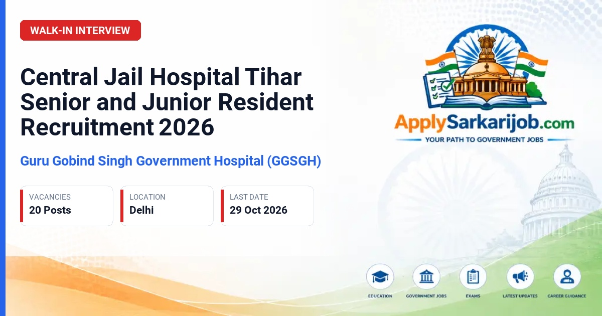 Guru Gobind Singh Government Hospital (GGSGH) - Senior Residents and Junior Residents (MBBS) Official Notification Poster & Schedule