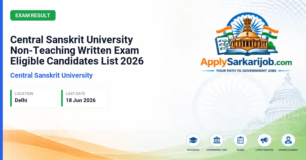 Central Sanskrit University - Non-Teaching Posts Official Notification Poster & Schedule