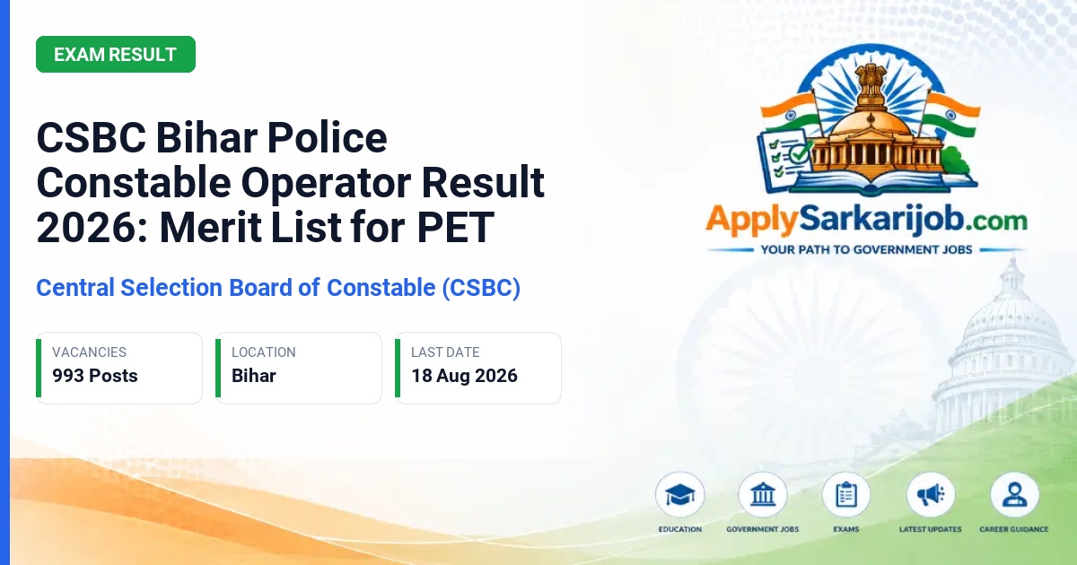 Central Selection Board of Constable (CSBC) - Constable (Operator) / Sipahi (Prachalak) Official Notification Poster & Schedule