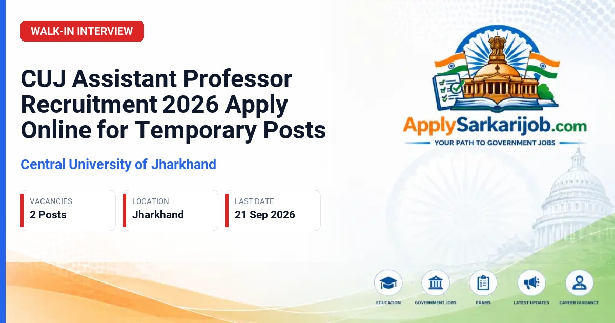 Central University of Jharkhand - Assistant Professor (Temporary) Official Notification Poster & Schedule