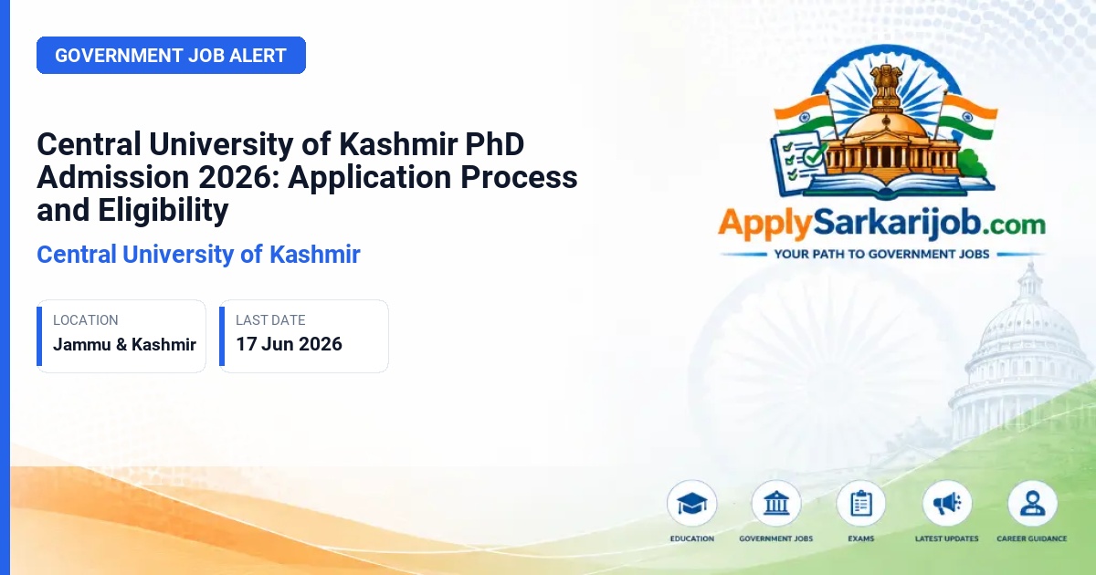 Central University of Kashmir - PhD Programme Official Notification Poster & Schedule