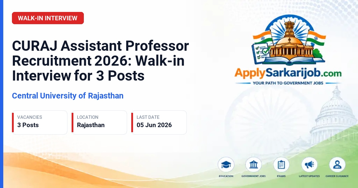 Central University of Rajasthan - Assistant Professor Official Notification Poster & Schedule