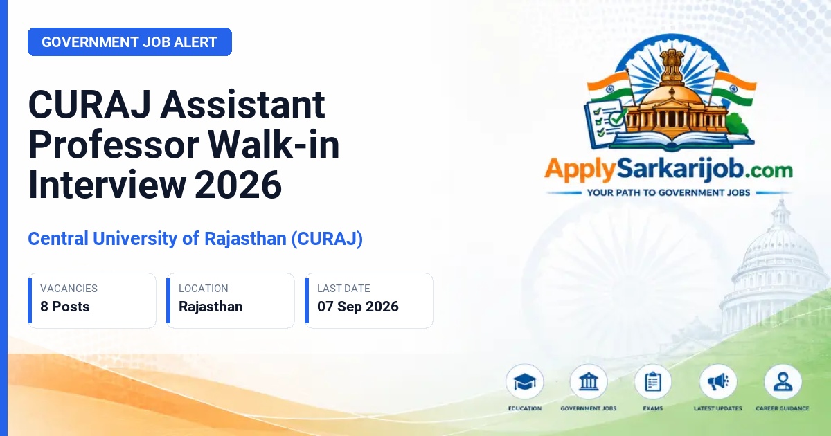 Central University of Rajasthan (CURAJ) - Assistant Professor Official Notification Poster & Schedule