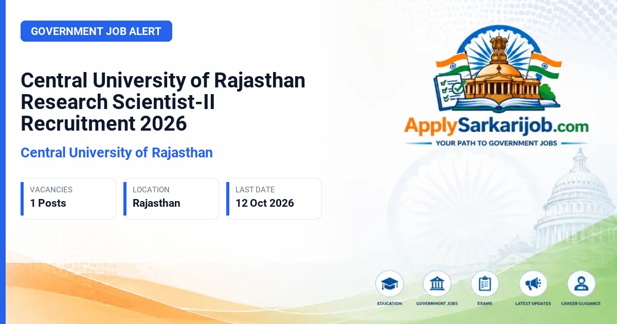 Central University of Rajasthan - Research Scientist-II Official Notification Poster & Schedule