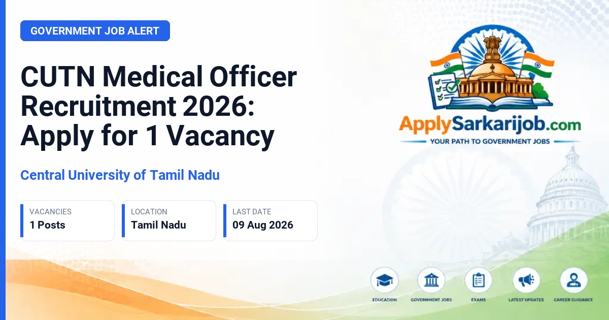 Central University of Tamil Nadu - Medical Officer (Male) Official Notification Poster & Schedule