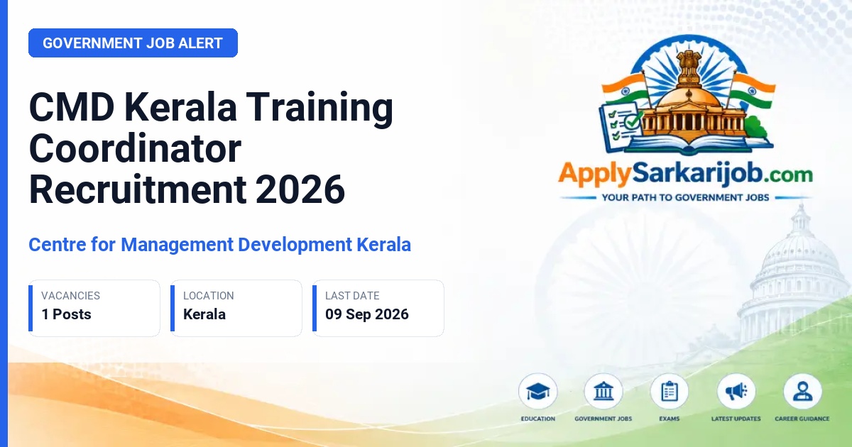Centre for Management Development Kerala - Training Coordinator Official Notification Poster & Schedule