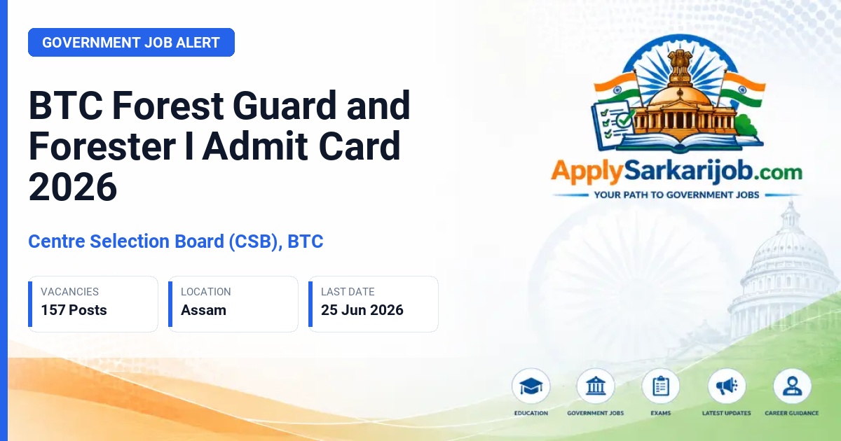 Centre Selection Board (CSB), BTC - Forester I and Forest Guard Official Notification Poster & Schedule