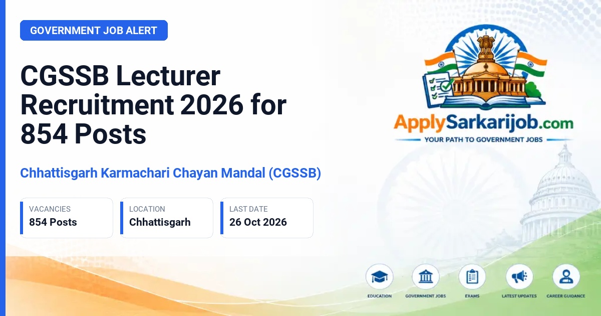 Chhattisgarh Karmachari Chayan Mandal (CGSSB) - Lecturer (Vyakhyata) Official Notification Poster & Schedule