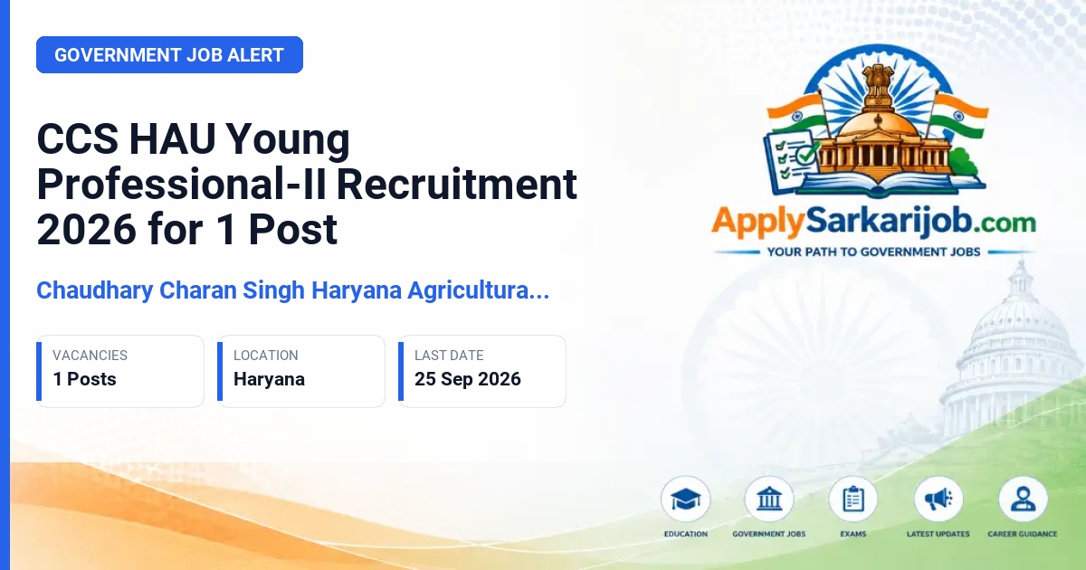 Chaudhary Charan Singh Haryana Agricultural University (CCS HAU) - Young Professional-II (YP-II) Official Notification Poster & Schedule
