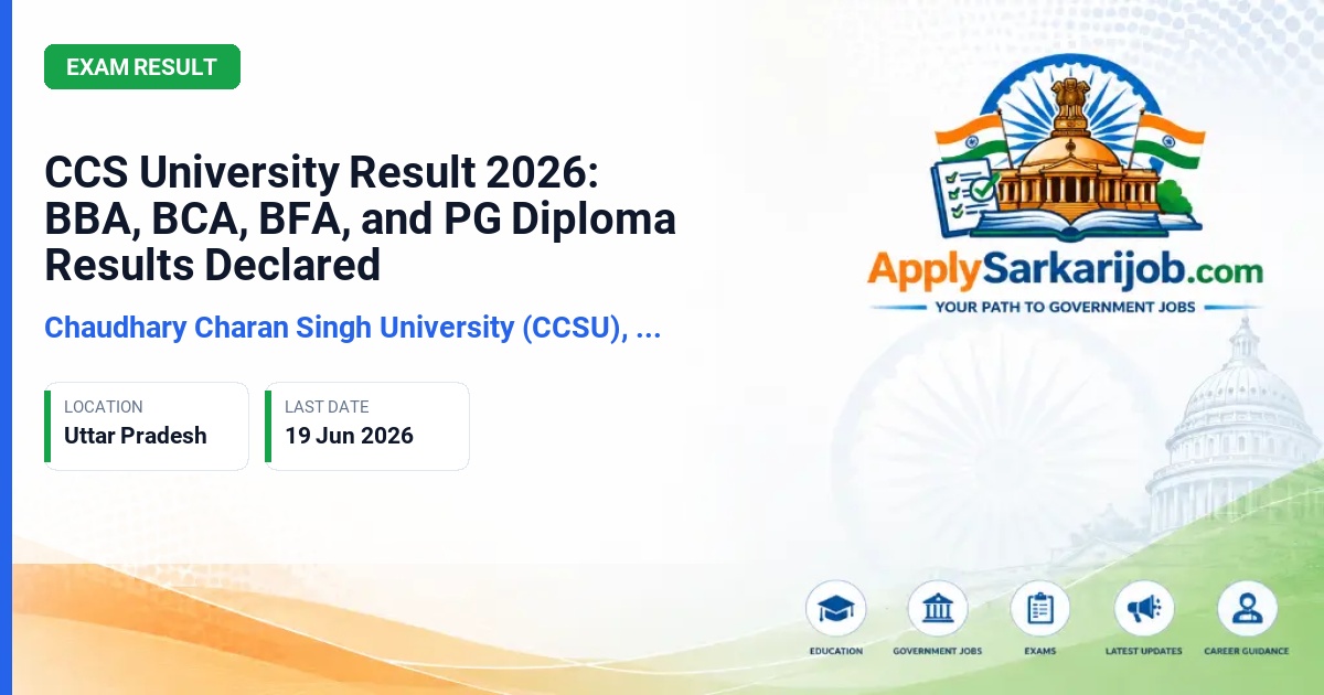 Chaudhary Charan Singh University (CCSU), Meerut - CCS University Result 2026: BBA, BCA, BFA, and PG Diploma Results Declared Official Notification Poster & Schedule