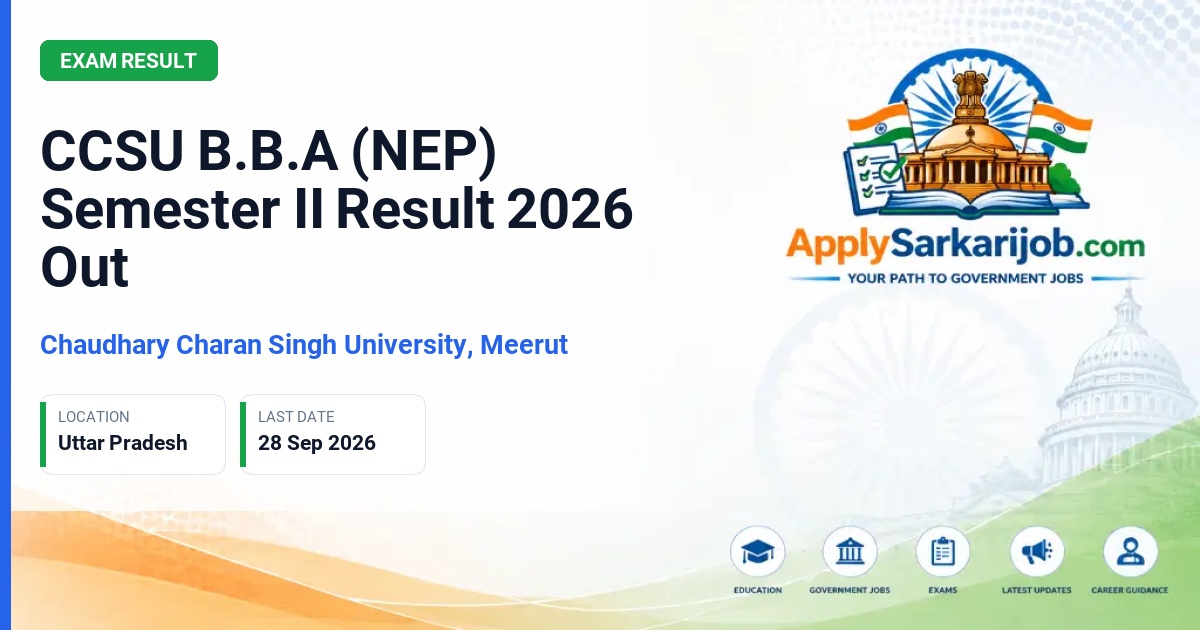 Chaudhary Charan Singh University, Meerut - B.B.A (NEP) Semester II Result Official Notification Poster & Schedule