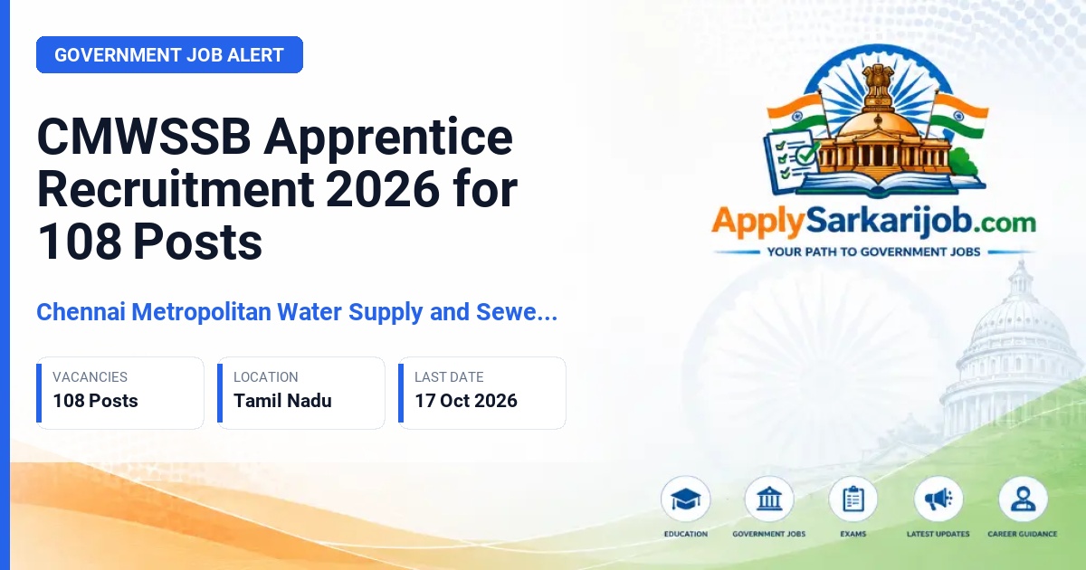 Chennai Metropolitan Water Supply and Sewerage Board - Graduate Apprentice and Technician Diploma Apprentice Official Notification Poster & Schedule