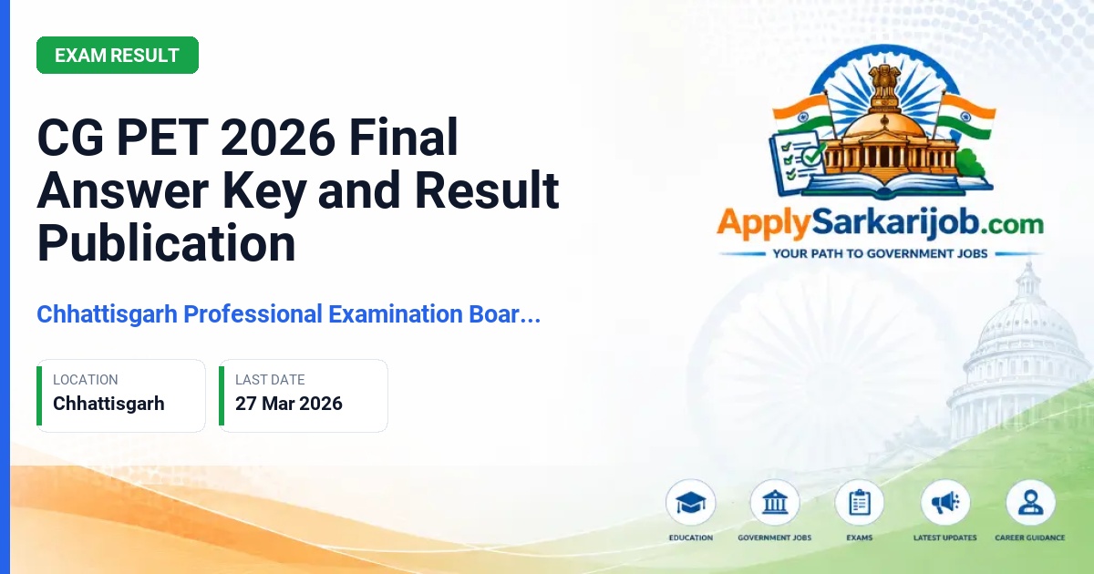 Chhattisgarh Professional Examination Board (CG Vyapam) - CG PET 2026 Entrance Examination Official Notification Poster & Schedule