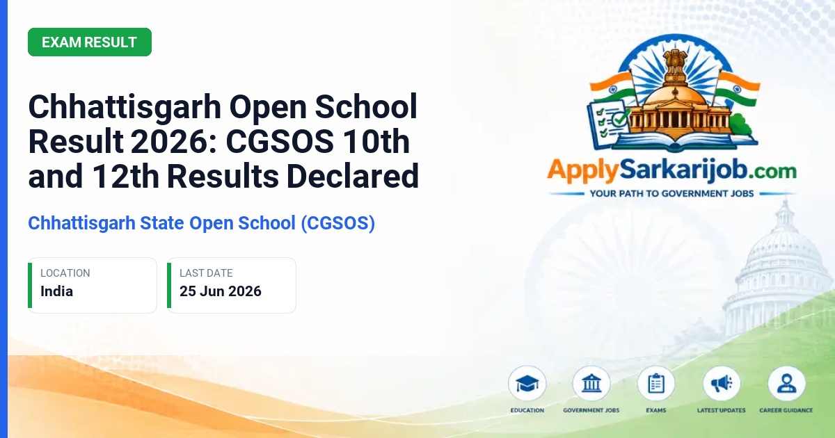 Chhattisgarh State Open School (CGSOS) - High School (10th) and Higher Secondary (12th) Exam Official Notification Poster & Schedule