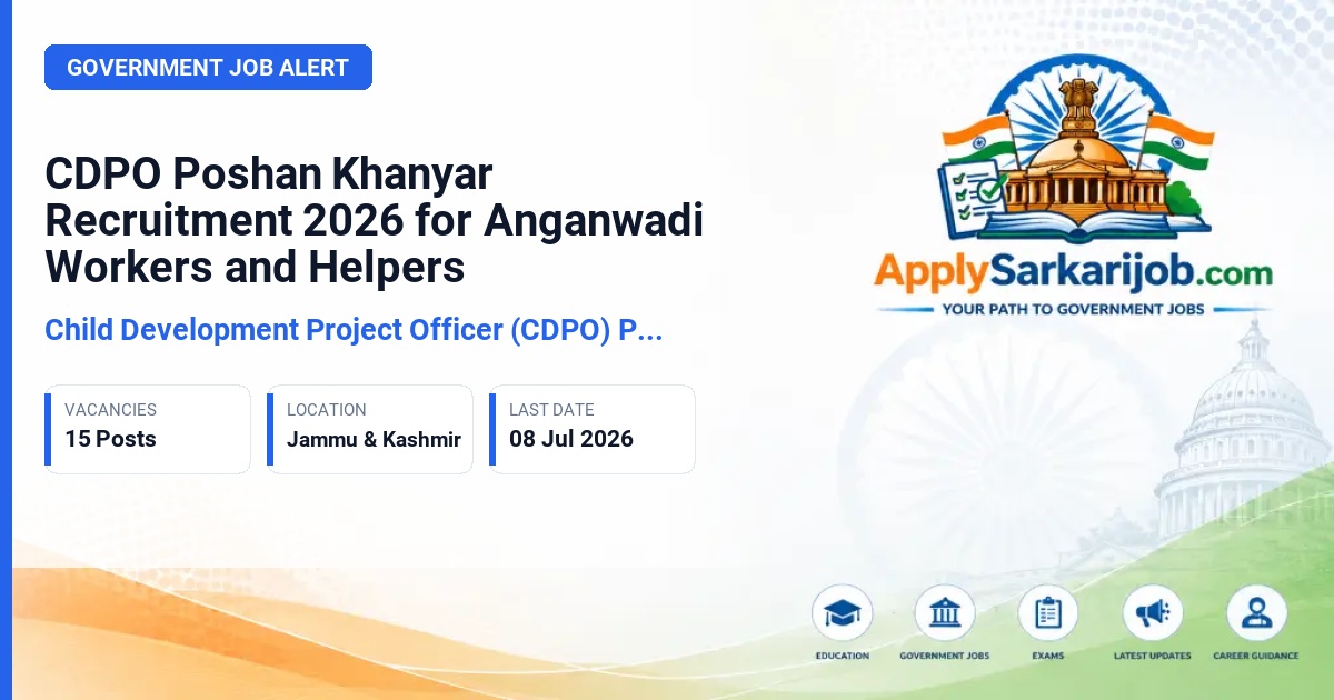 Child Development Project Officer (CDPO) Poshan Khanyar - Anganwadi Worker and Anganwadi Helper Official Notification Poster & Schedule