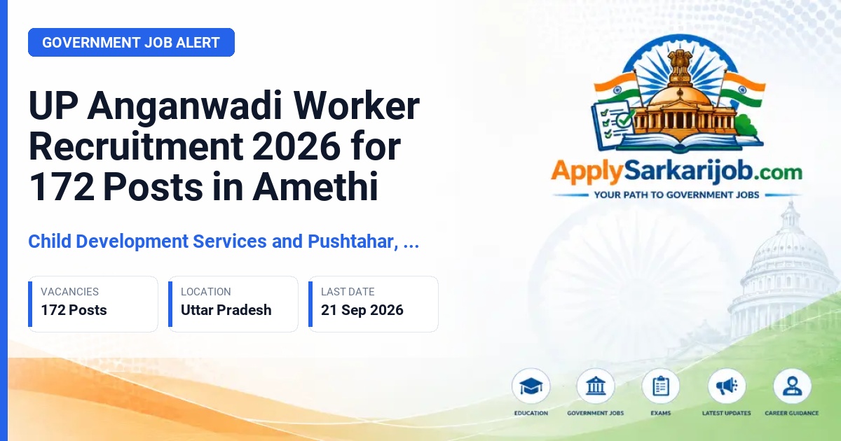Child Development Services and Pushtahar, Uttar Pradesh - Anganwadi Worker (Karyakatri) Official Notification Poster & Schedule