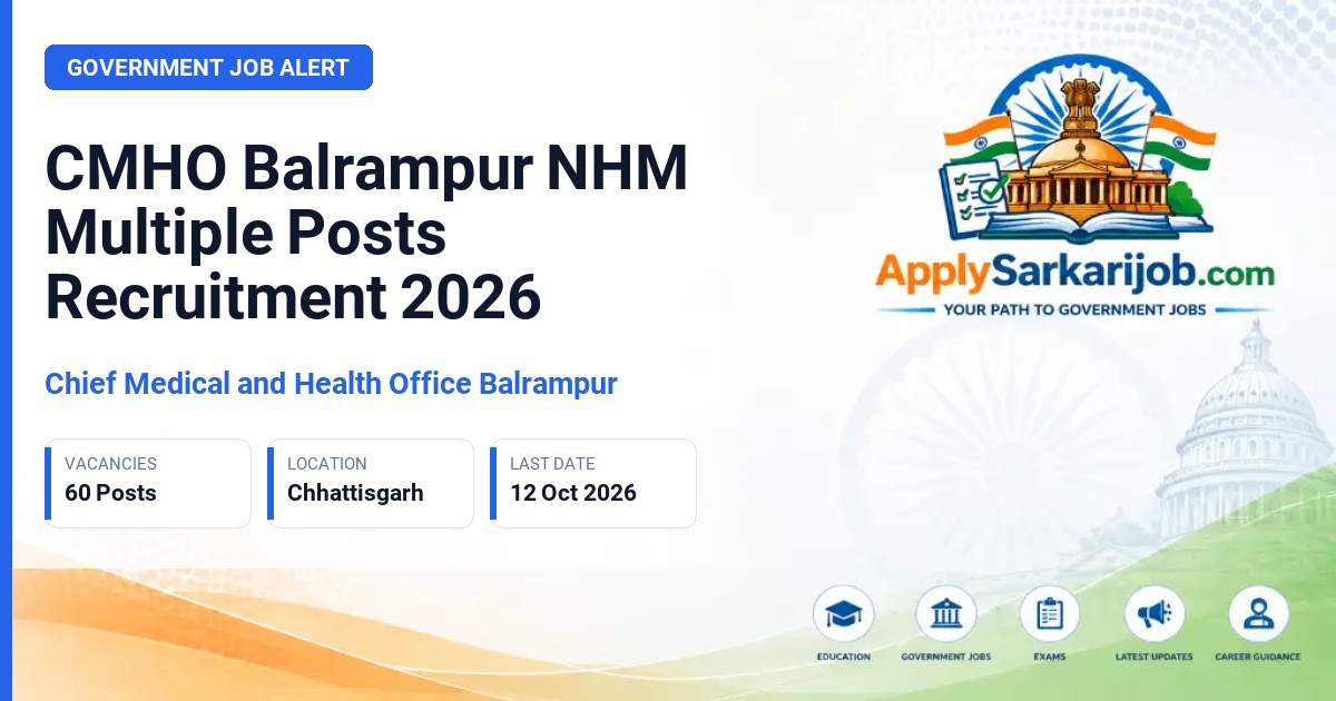 Chief Medical and Health Office Balrampur - Multiple Posts Official Notification Poster & Schedule