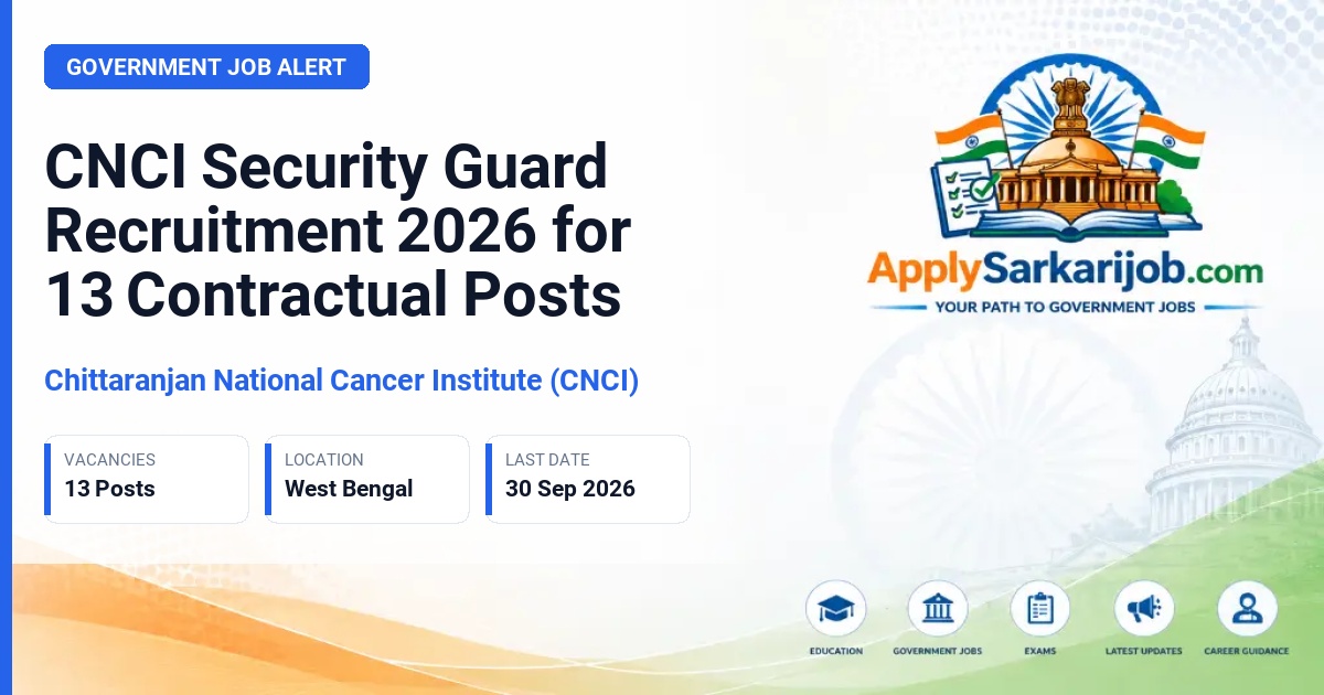 Chittaranjan National Cancer Institute (CNCI) - Security Guard Official Notification Poster & Schedule