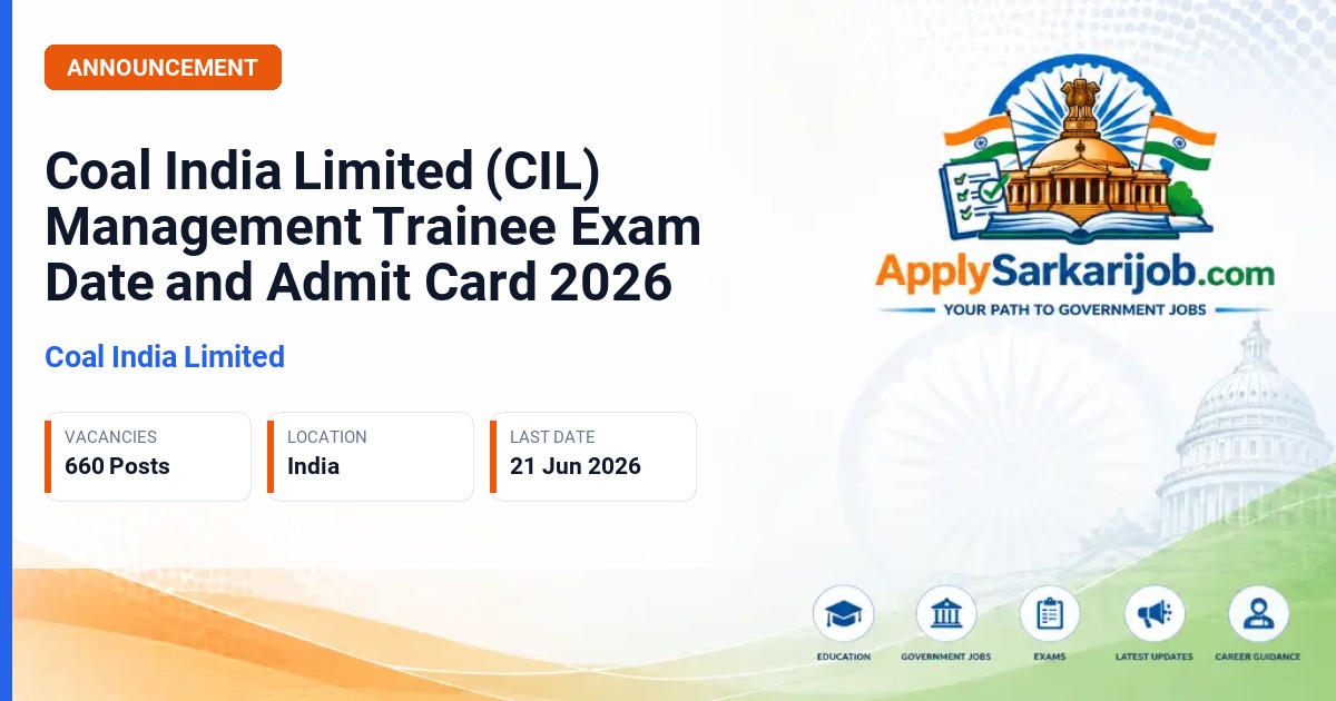 Coal India Limited - Management Trainee Official Notification Poster & Schedule