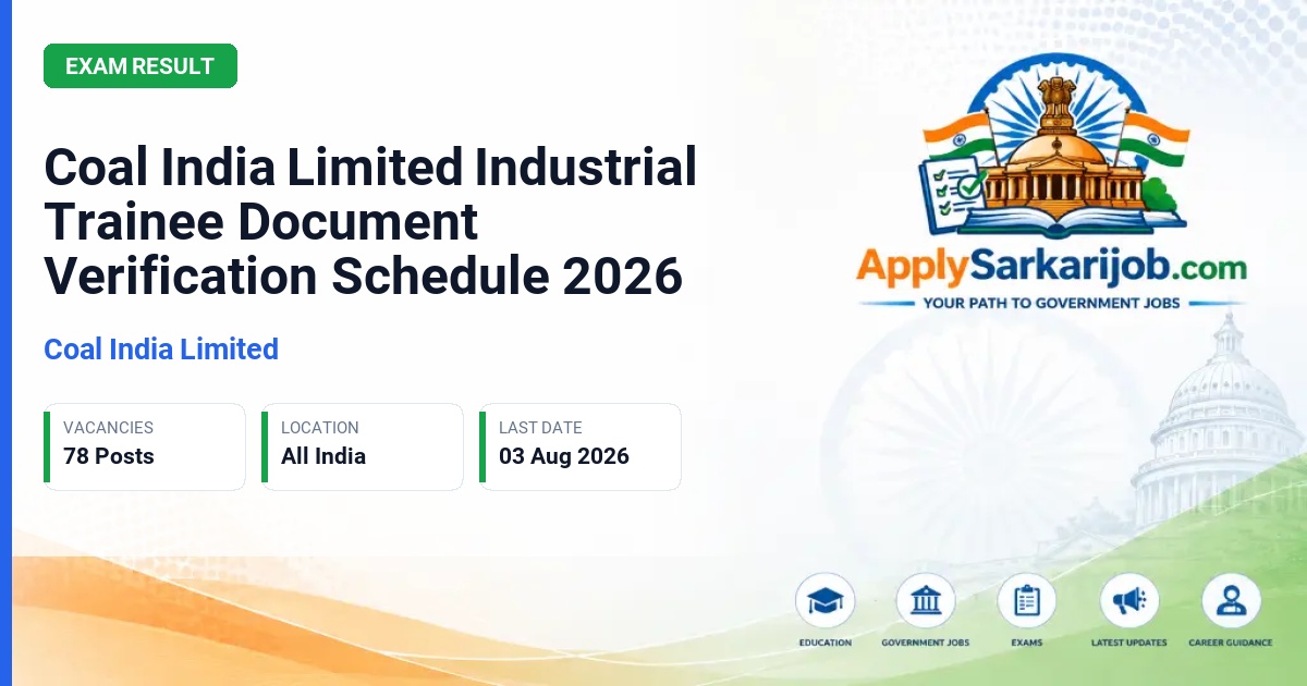 Coal India Limited - Industrial Trainee (CA/CMA) Official Notification Poster & Schedule