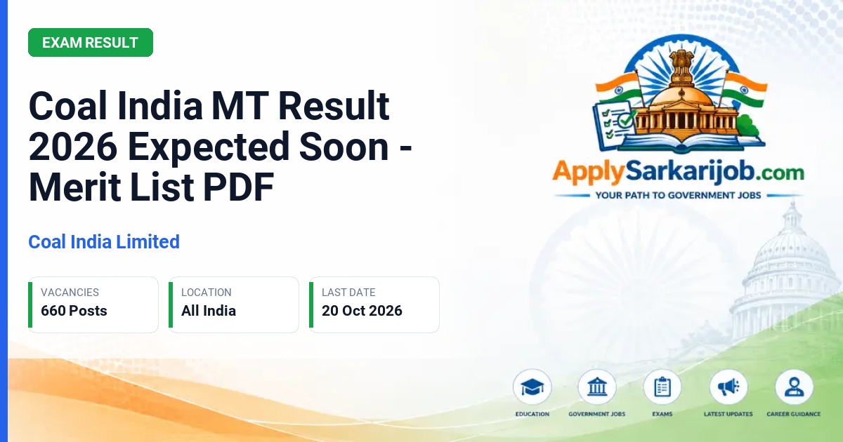 Coal India MT Result 2026: Merit List PDF Soon