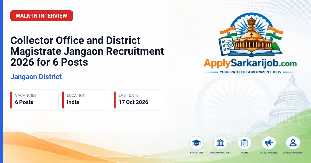 Jangaon Collector Office Recruitment 2026: 6 Posts