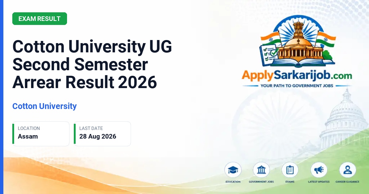 Cotton University - Cotton University UG Second Semester Arrear Result 2026 Official Notification Poster & Schedule